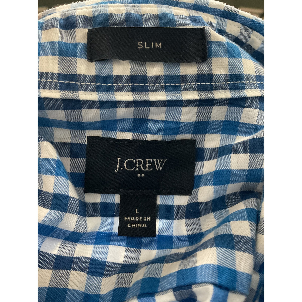 J. Crew Blue Gingham Dress Shirt - Men's L