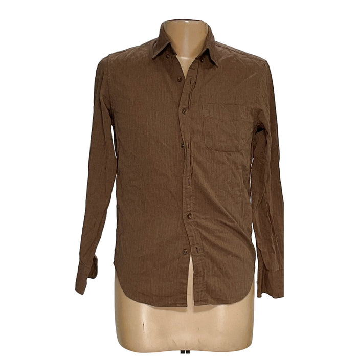 J. Crew Men's Brown Cotton Button-Up Shirt - Size S