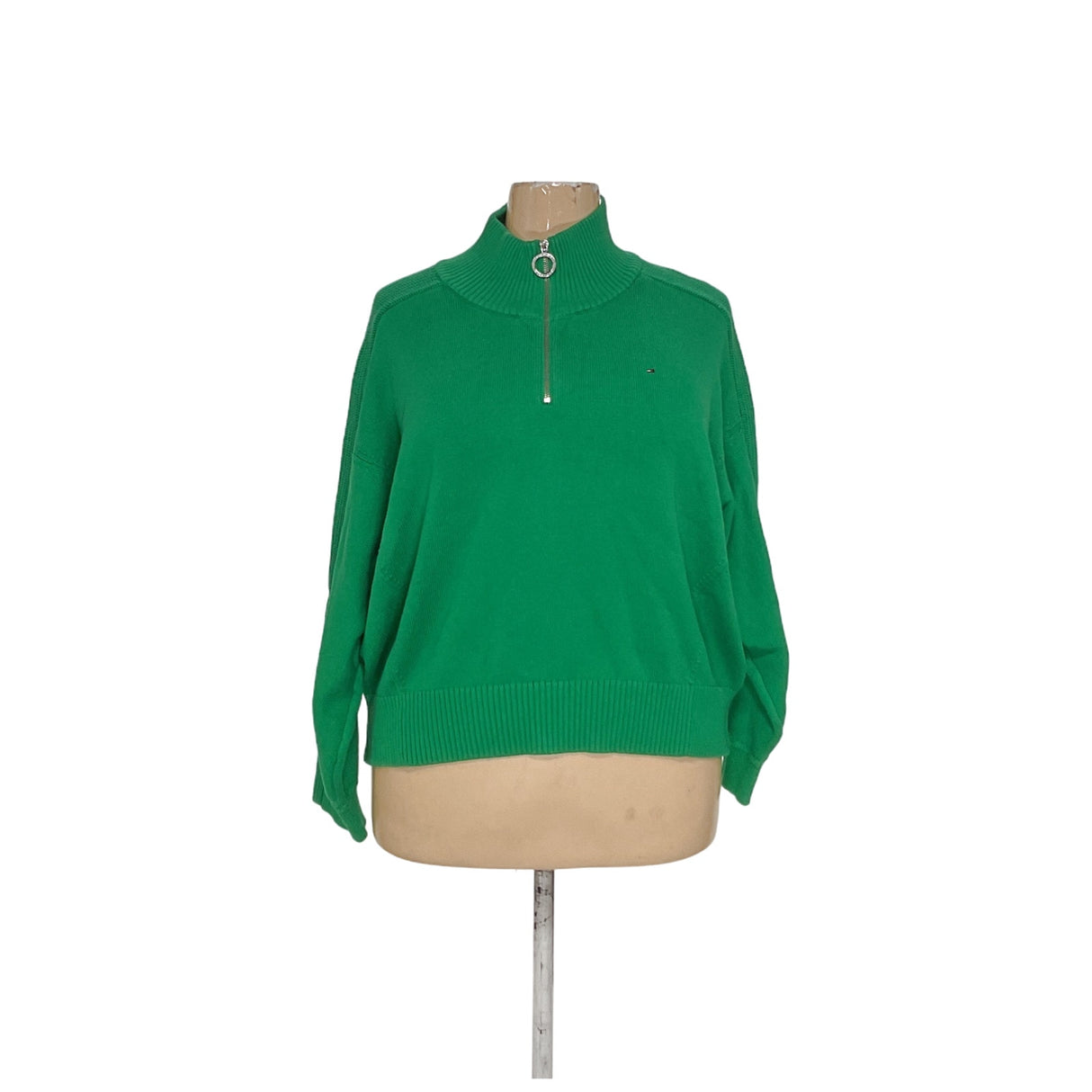 Tommy Hilfiger Green Cotton Pullover Sweater, XL