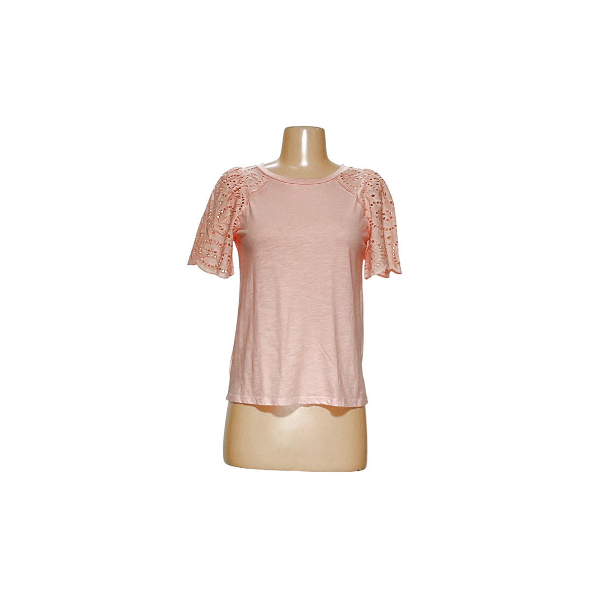 LOFT Orange Eyelet Knit Blouse xsp