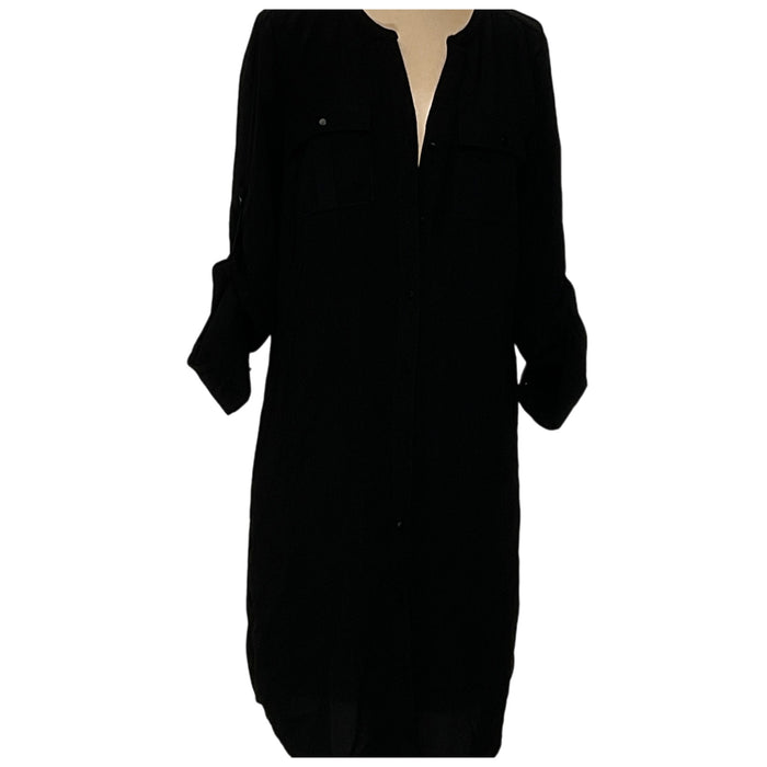 WHBM Shirt Dress, Black, Midi, Regular-Size 6