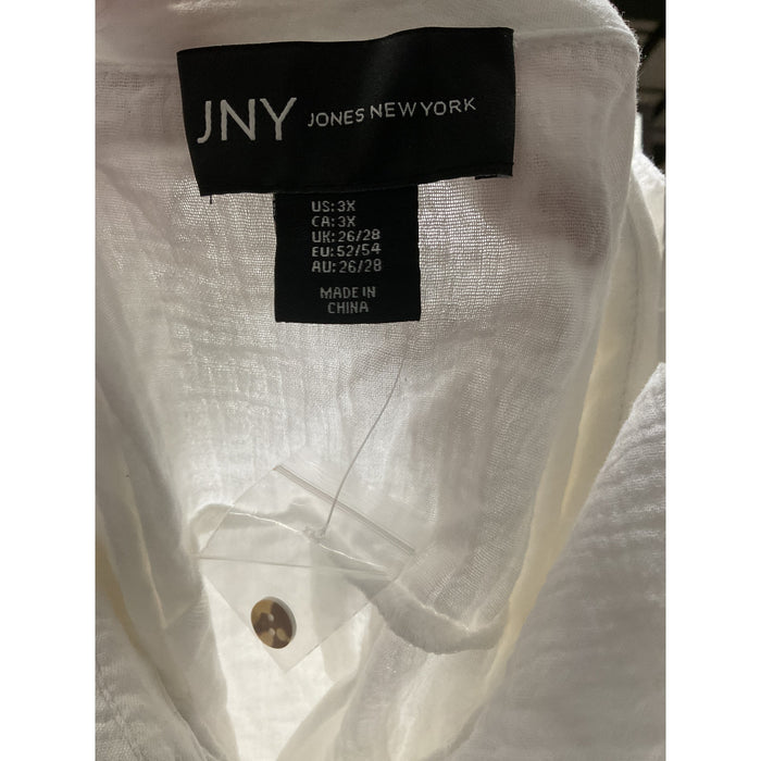 Jones NY White 100% Cotton Button-Up Top, 3X