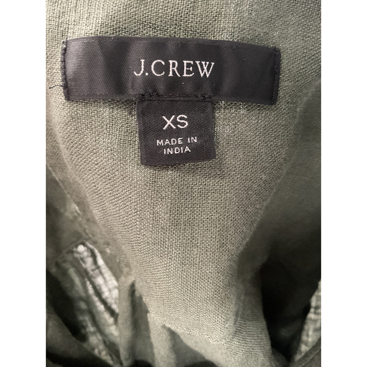 J. Crew Green Linen XS Blouse