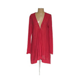 Tahari Women's Red Linen Cardigan Sweater