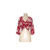 A&F Red Floral Chiffon Blouse