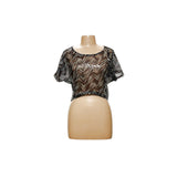 BEBE Black Sequin Blouse