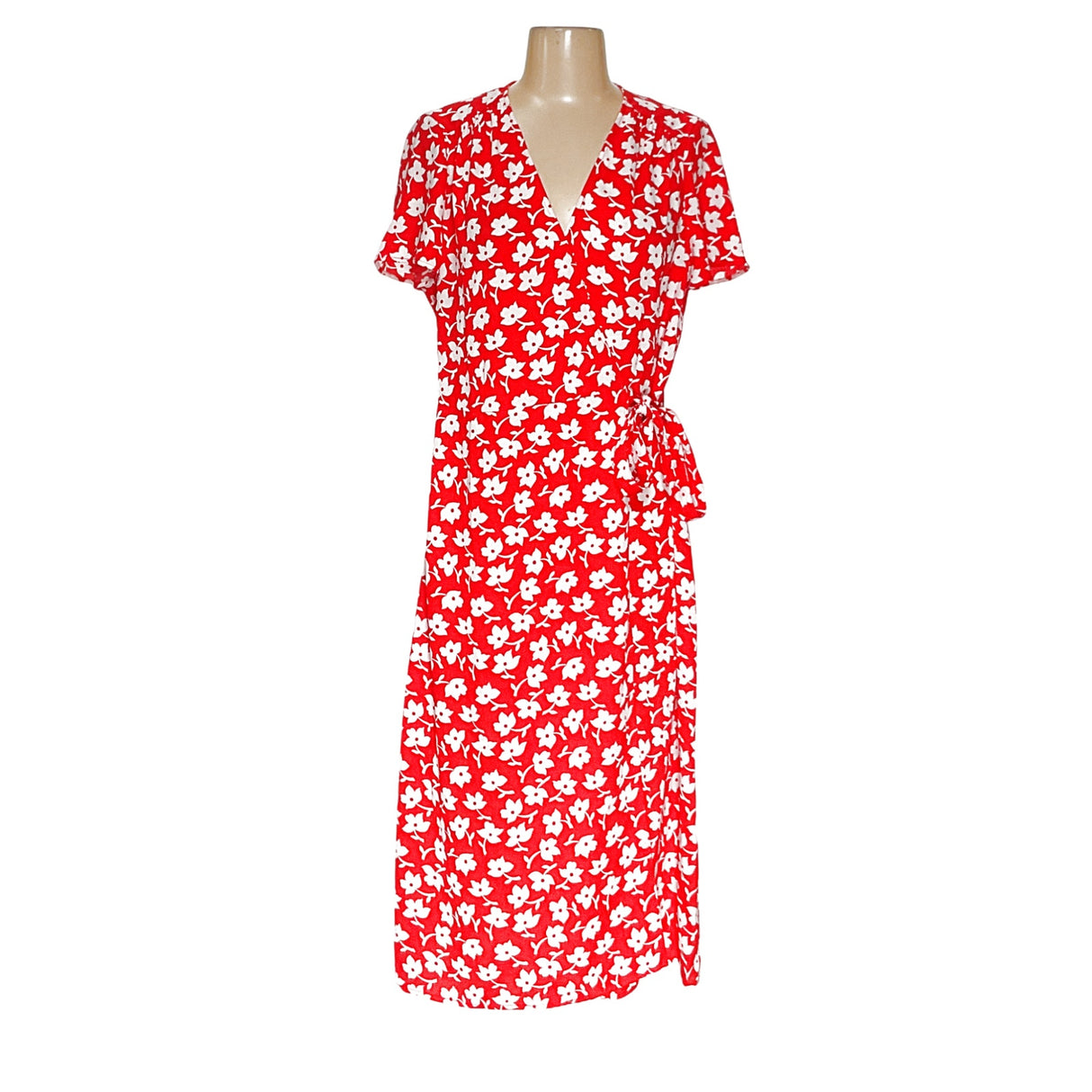 J.Crew Red Floral Wrap Midi Dress - Size 6