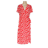 J.Crew Red Floral Wrap Midi Dress - Size 6