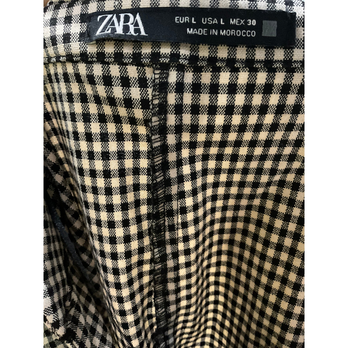 ZARA Beige Gingham Shift Dress - Size L