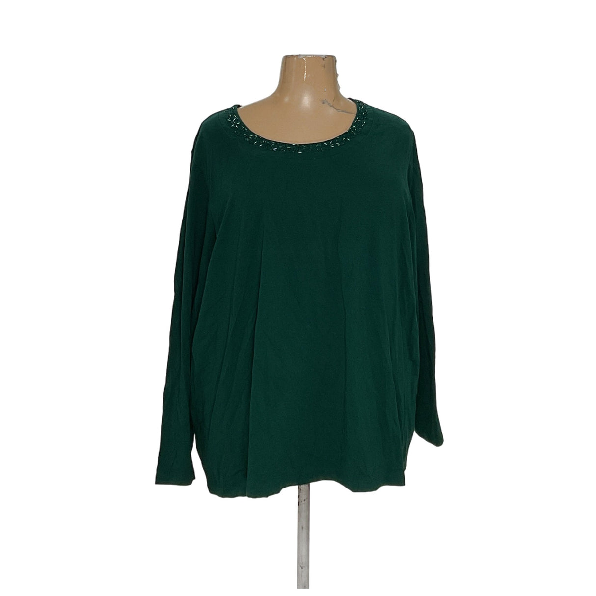 Catherines Green Cotton Blouse in 4X