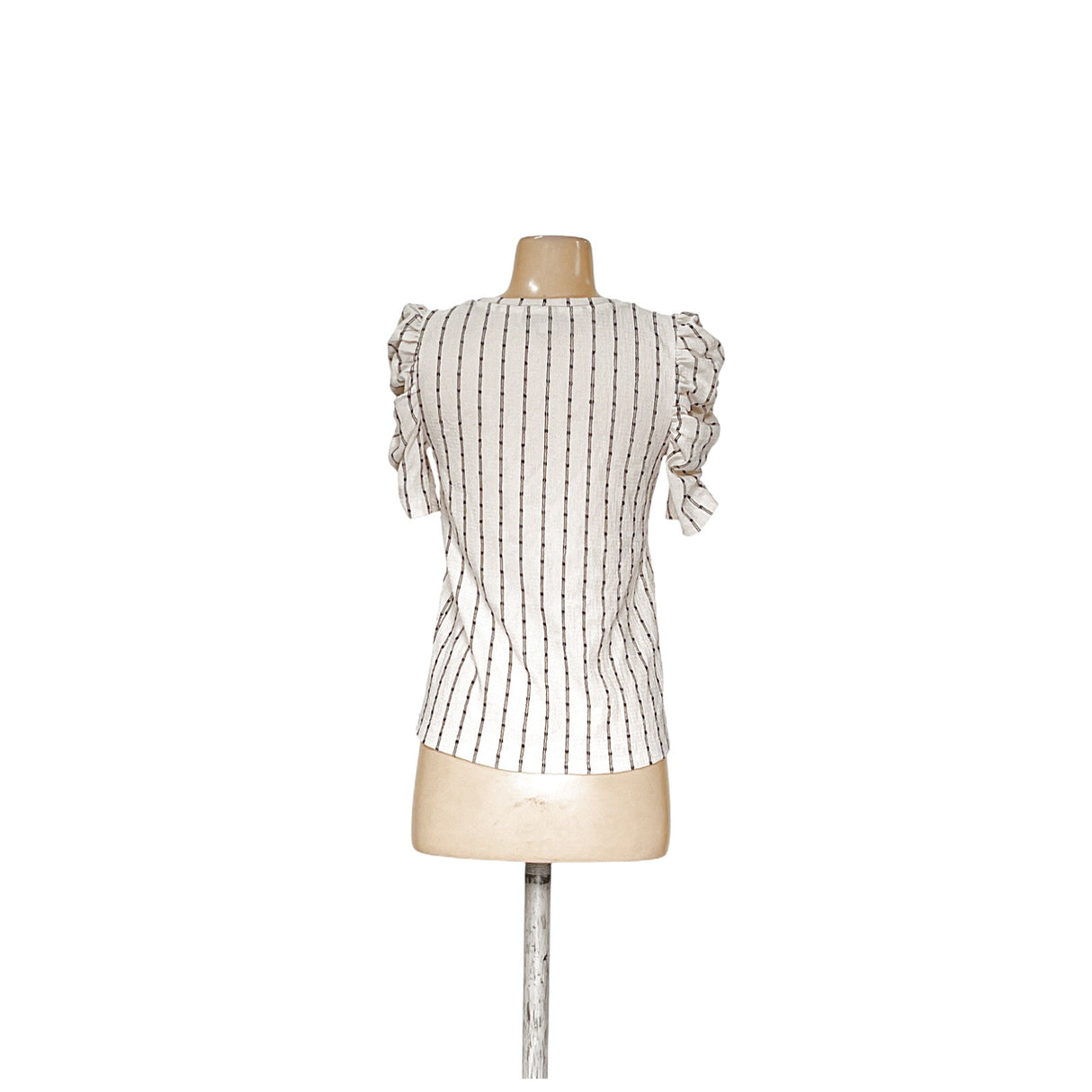 LOFT Cream Striped Petite Blouse, Women's MP