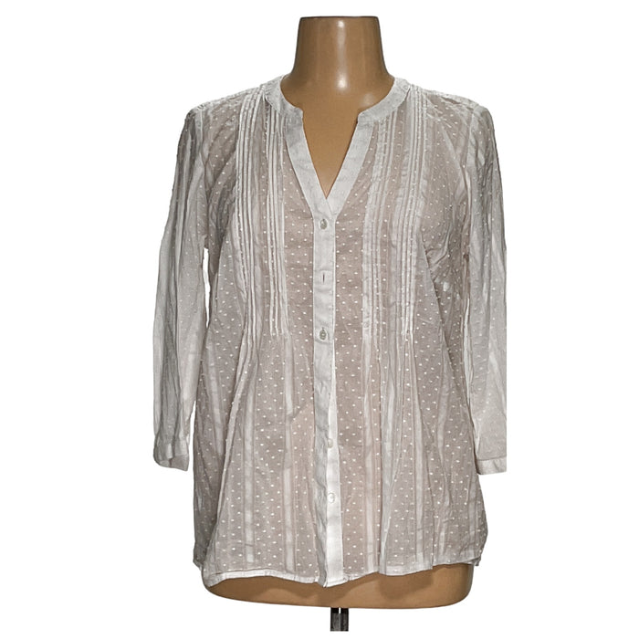 Talbots White Cotton Button-Up Top, Plus Size 1X