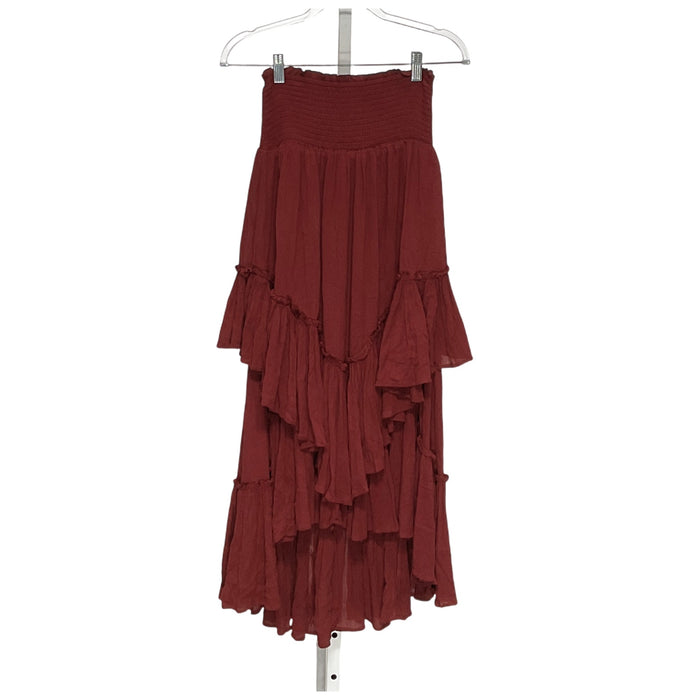 Free People Brown Linen Midi Skirt - Size M