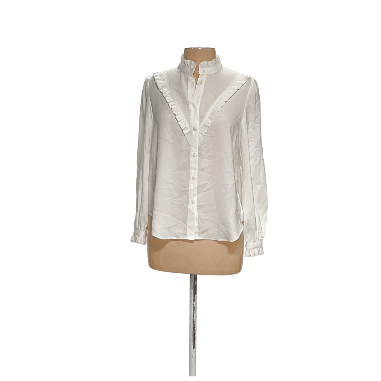 Ann Taylor Womens White Button-Up Top