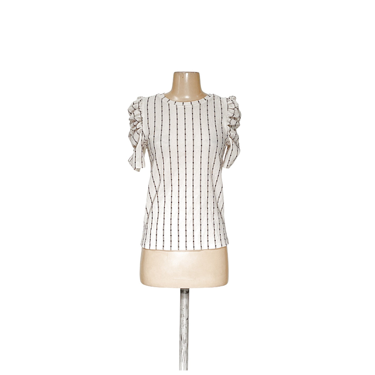 LOFT Cream Striped Petite Blouse, Women's MP