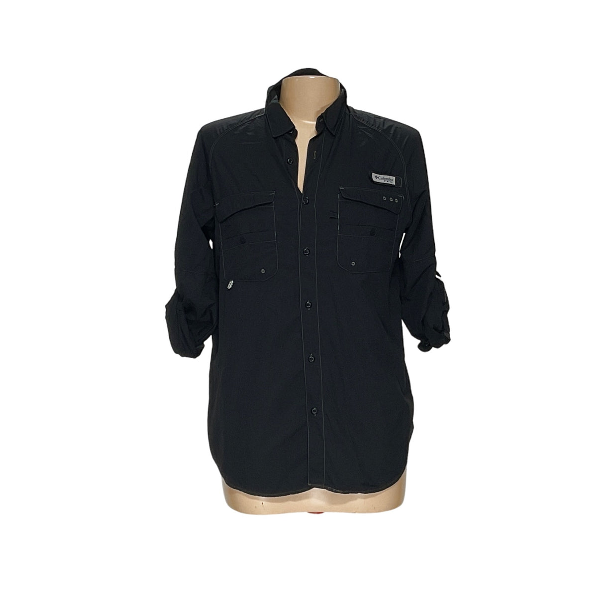 Columbia Black 3/4 Sleeve Button-Up