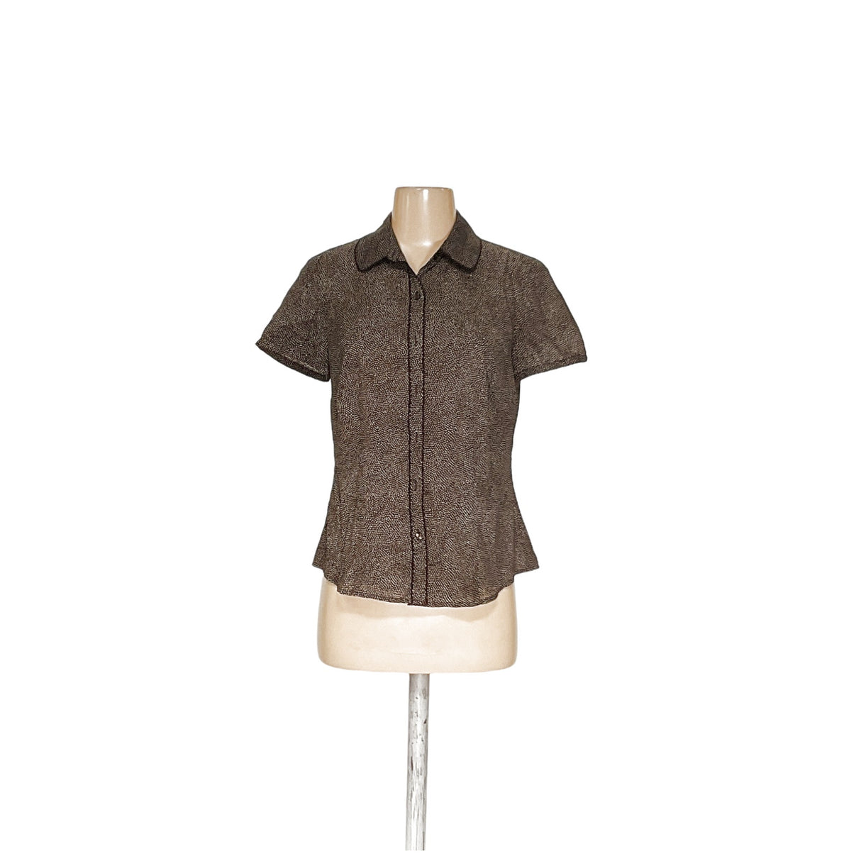 LOFT Brown Polyester Women's Button-Up Top Size 6