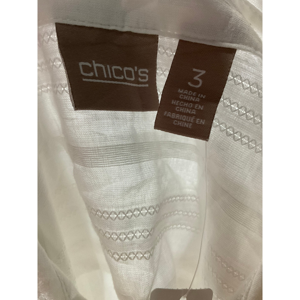 Chico's White Button-Up Top, Size 3