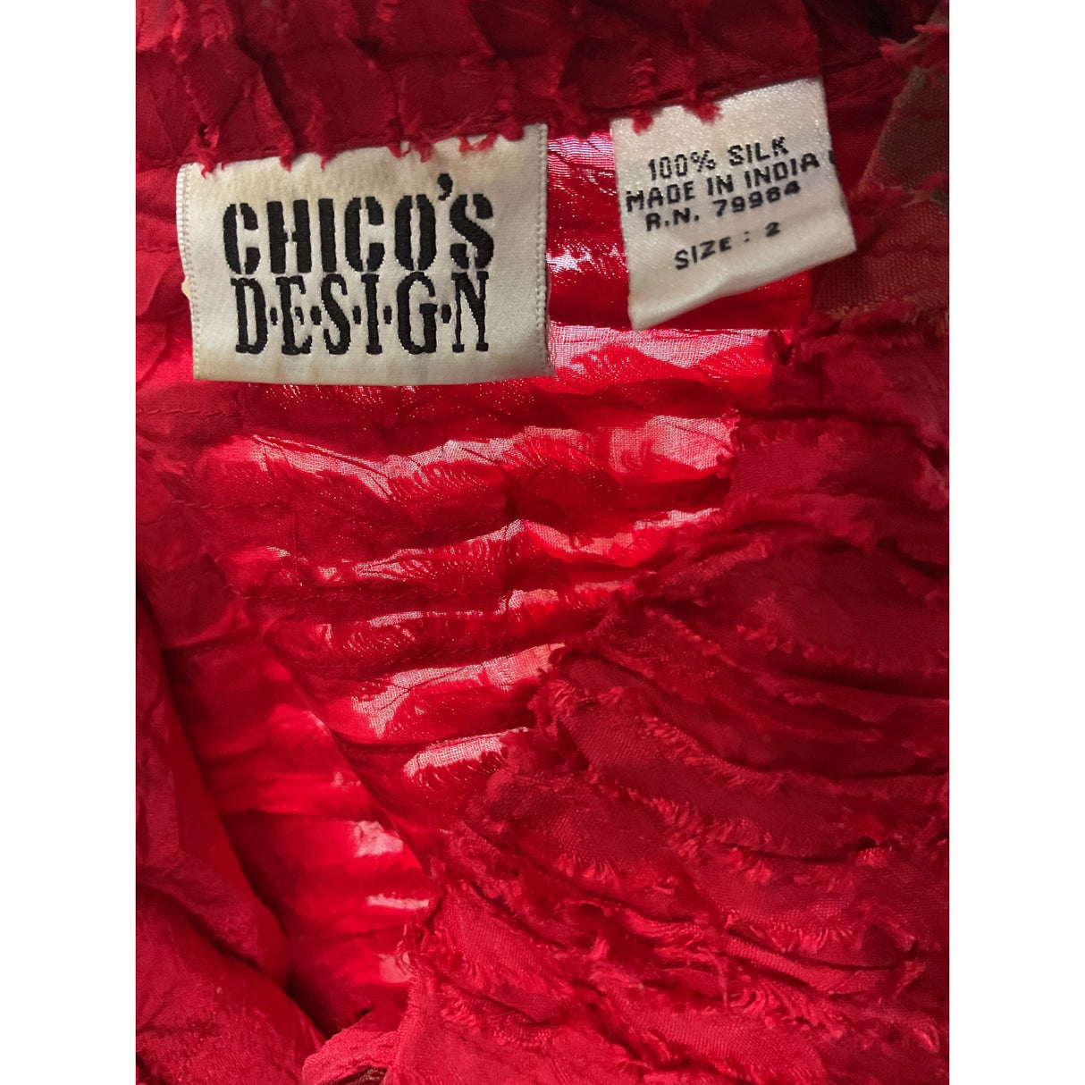 Chico's Silk Red Button-Up Top in Size 2