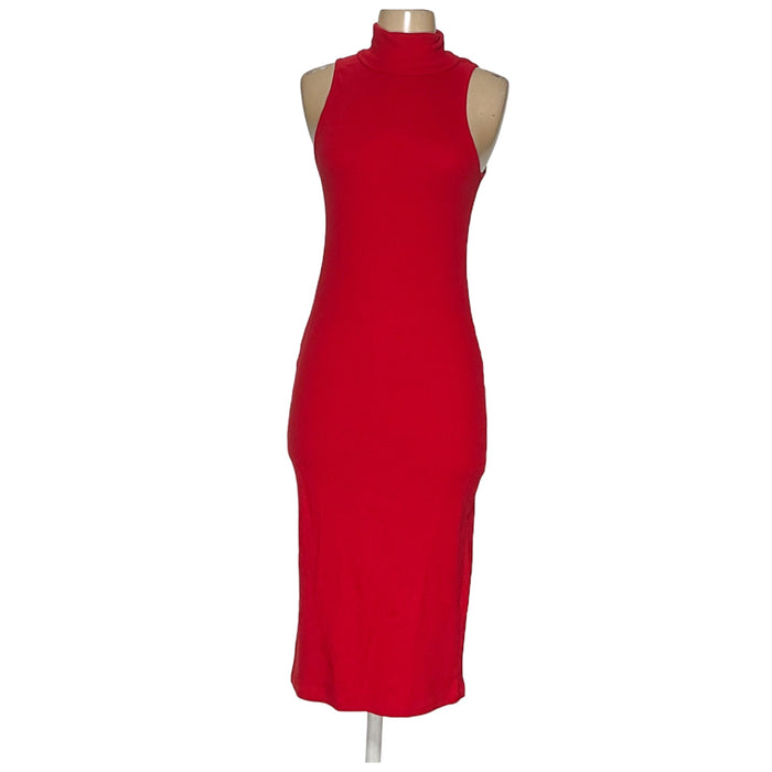 ZARA Red Bodycon Midi Dress in Size M