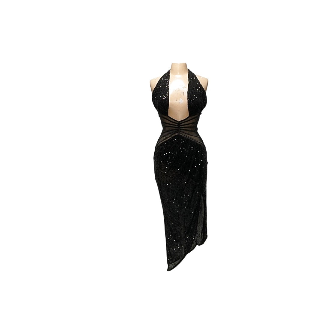 Stylish Fashion Nova Black Bodycon Midi Dress - Size S