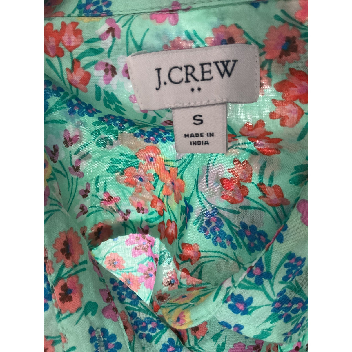 J. Crew Green Floral Button-Up