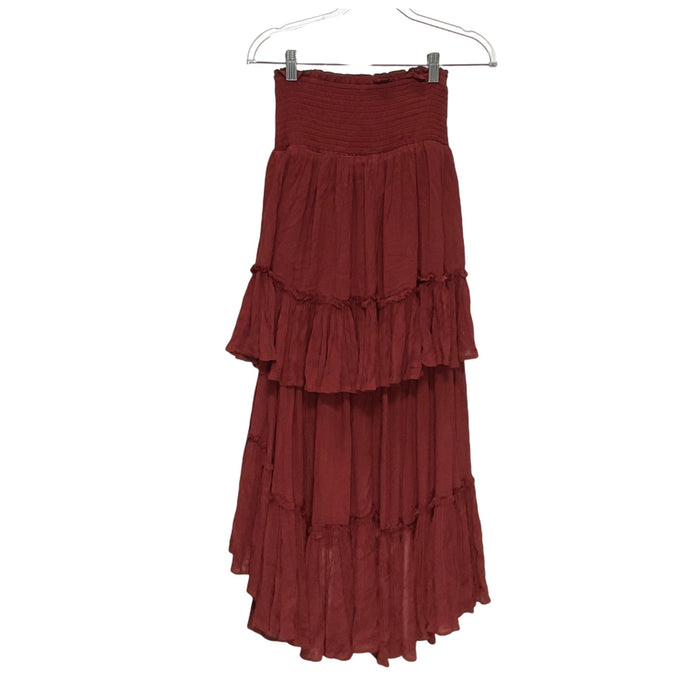 Free People Brown Linen Midi Skirt - Size M