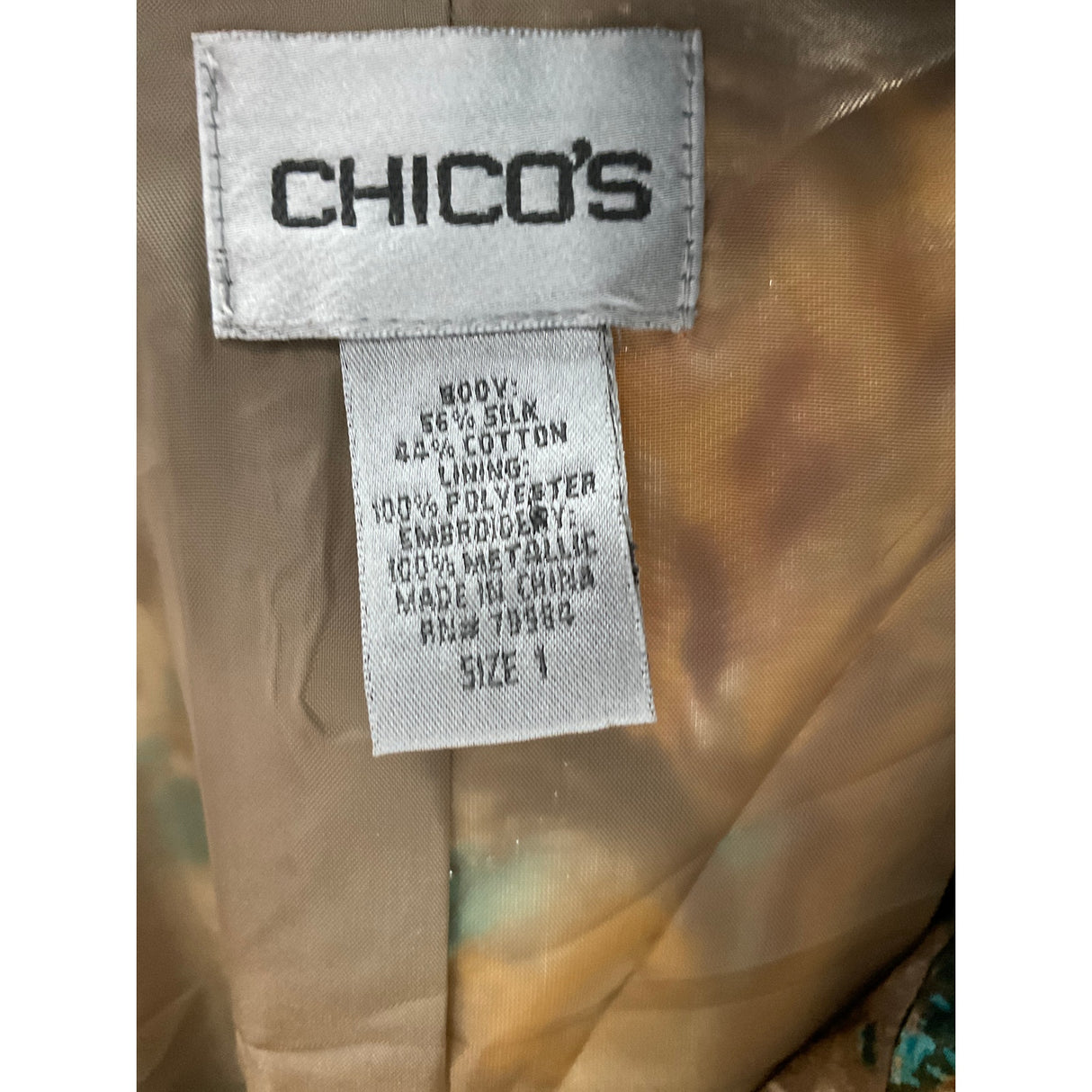 Chico's Multicolor Silk Top - Size 1