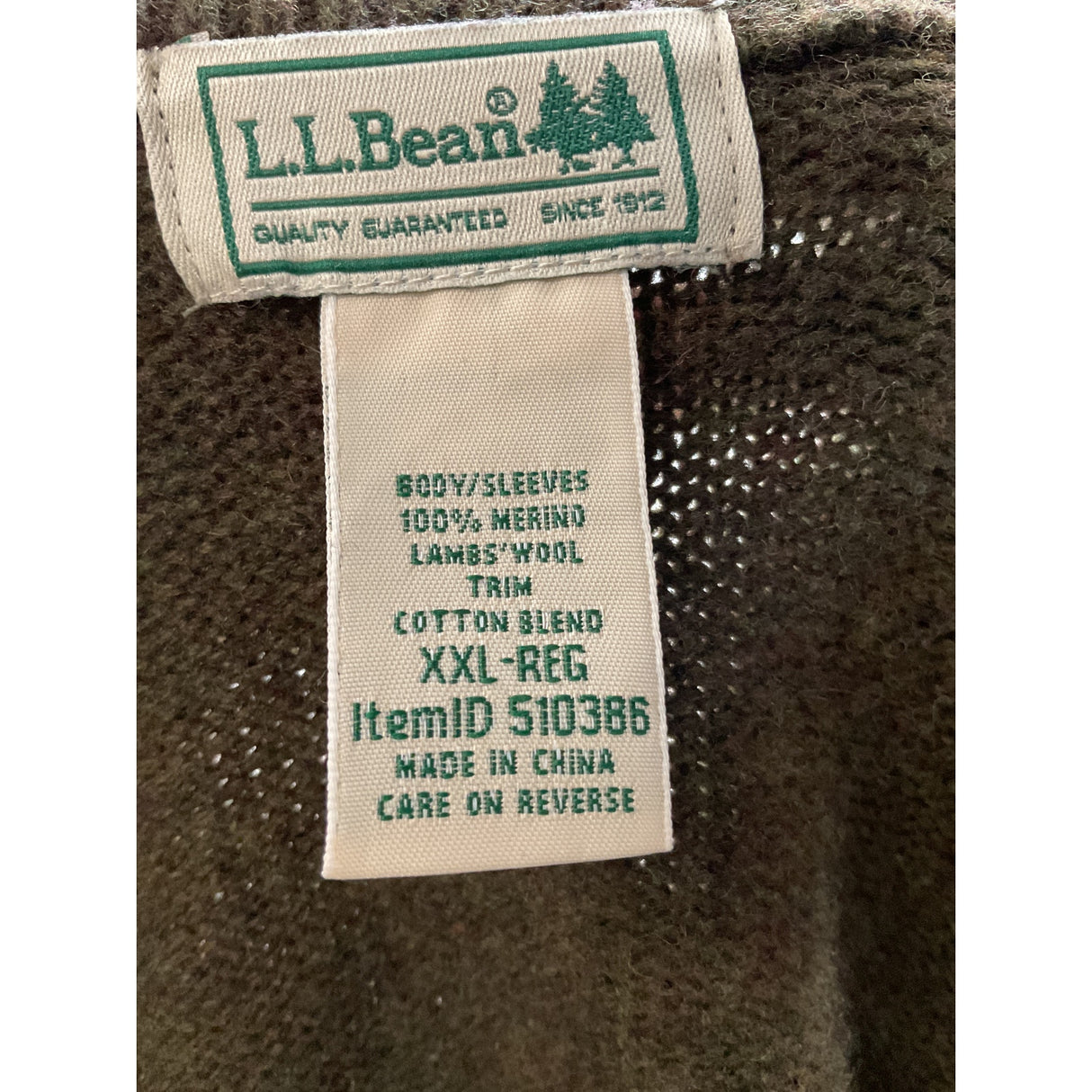 L.L. Bean Men's Green Tweed Pullover