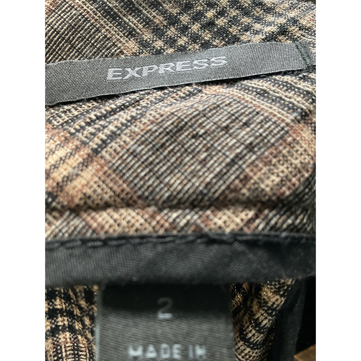 Express Brown Plaid Mini Skirt, Size 2