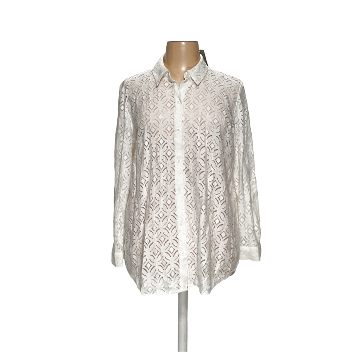 Chico's White Cotton Button-Up Top - 2XS