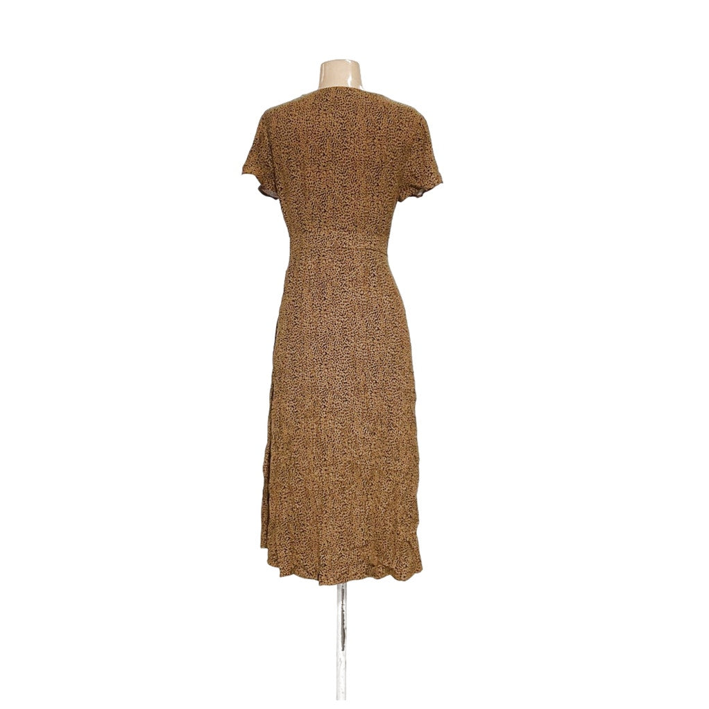 LOFT Brown Rayon Midi A-Line Dress