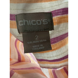 Chico's Multicolor Linen Button-Up Top Size 2