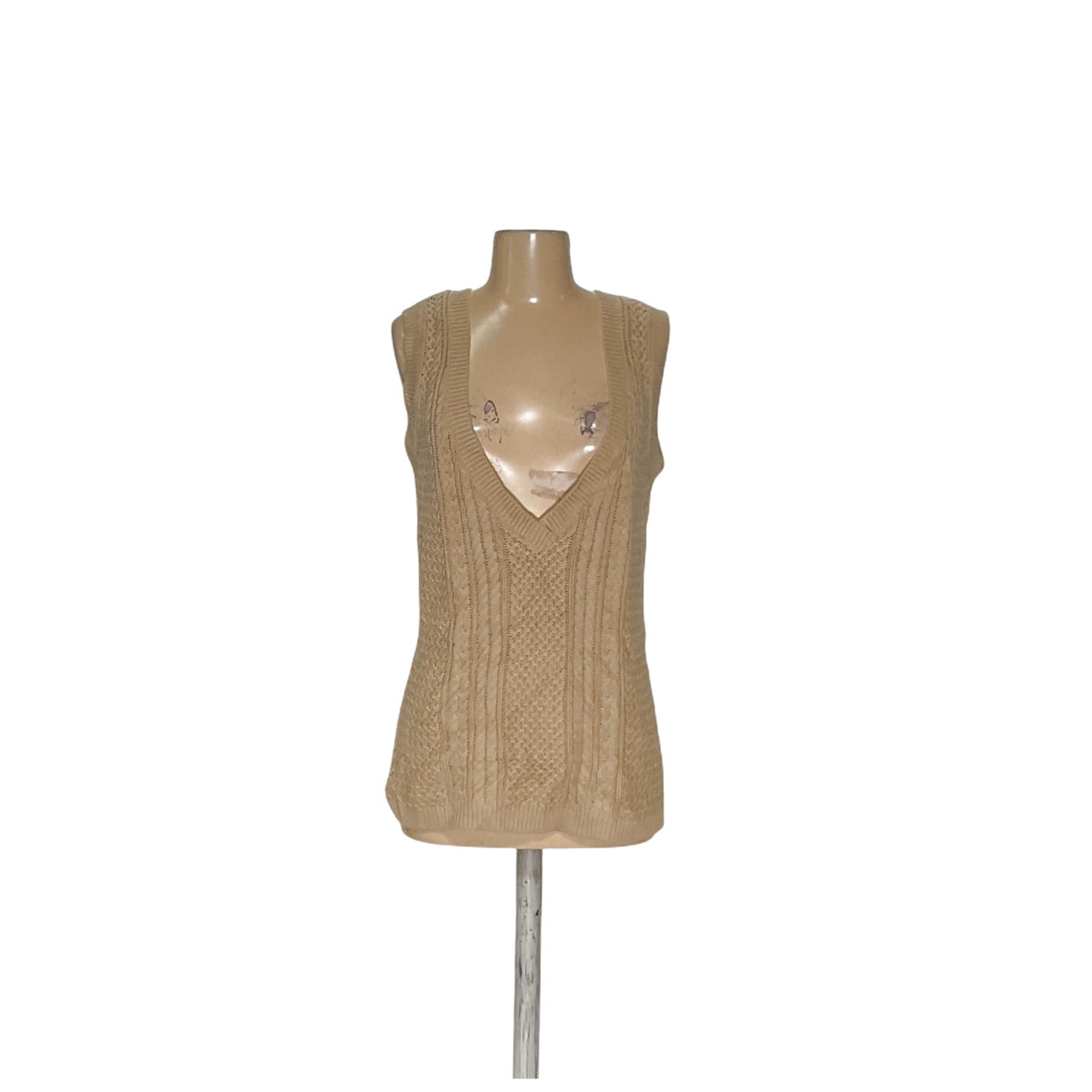Talbots Beige Cotton Vest Sweater - Women's M