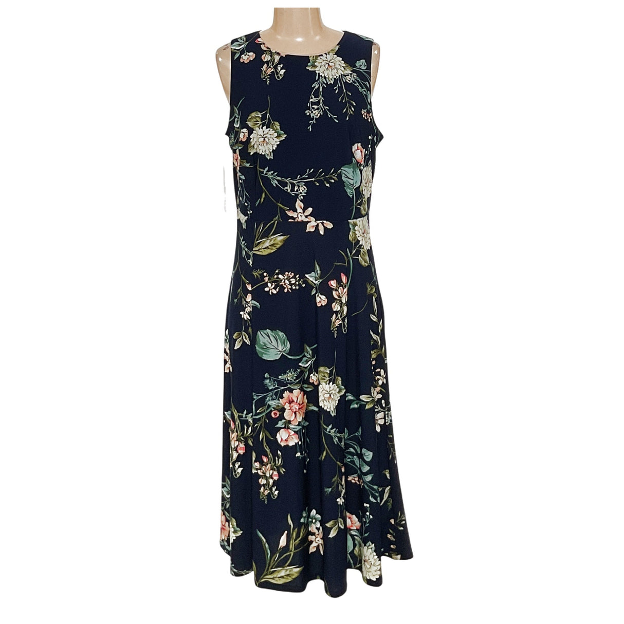 Anne Klein Blue Floral A-Line Dress - Size 8