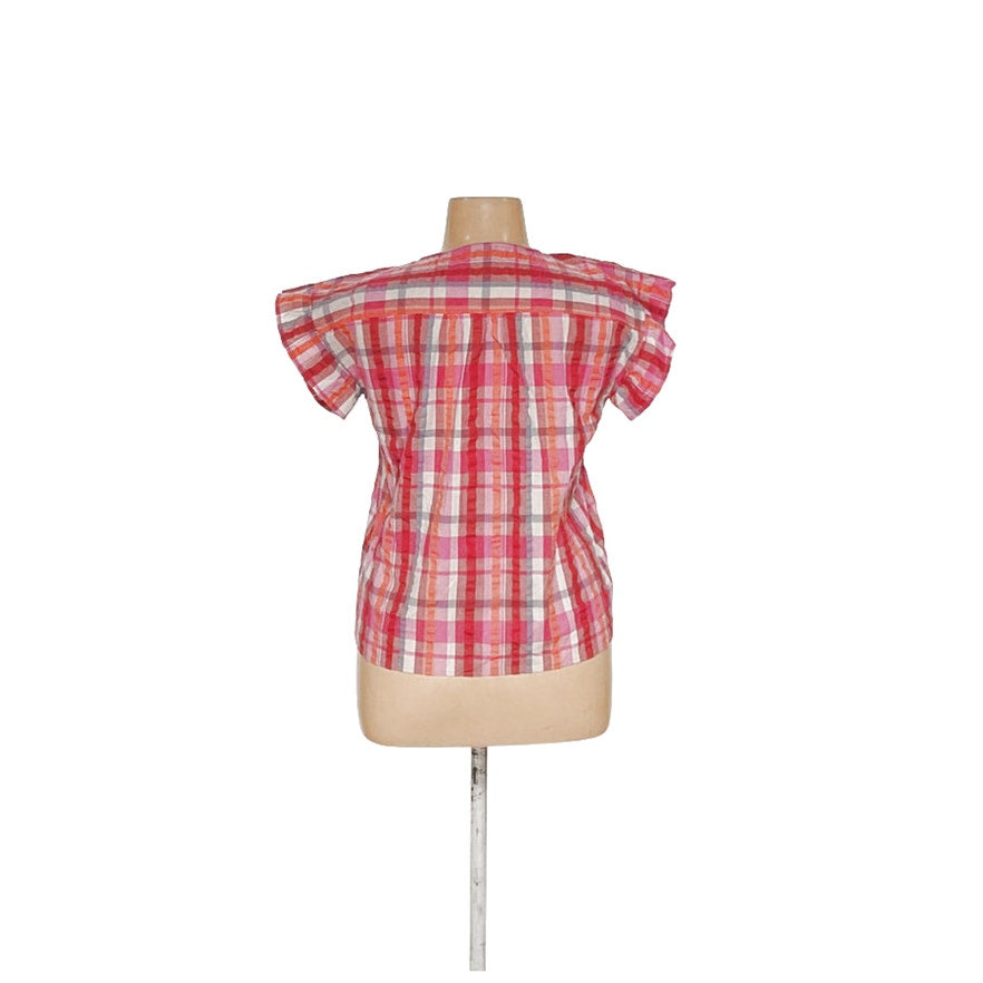 LOFT Multicolor Plaid Canvas Blouse - Women's M