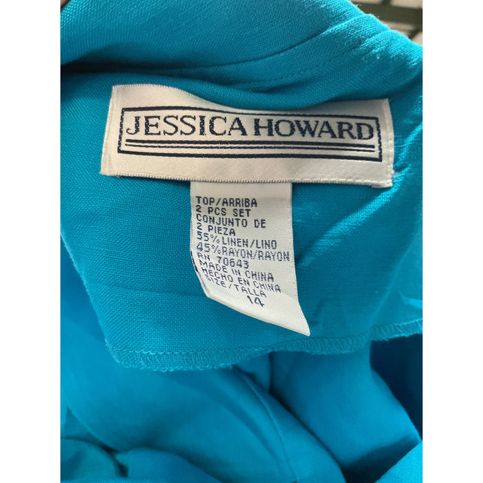 Jessica Howard Blue Button-Up Top (Size 14)