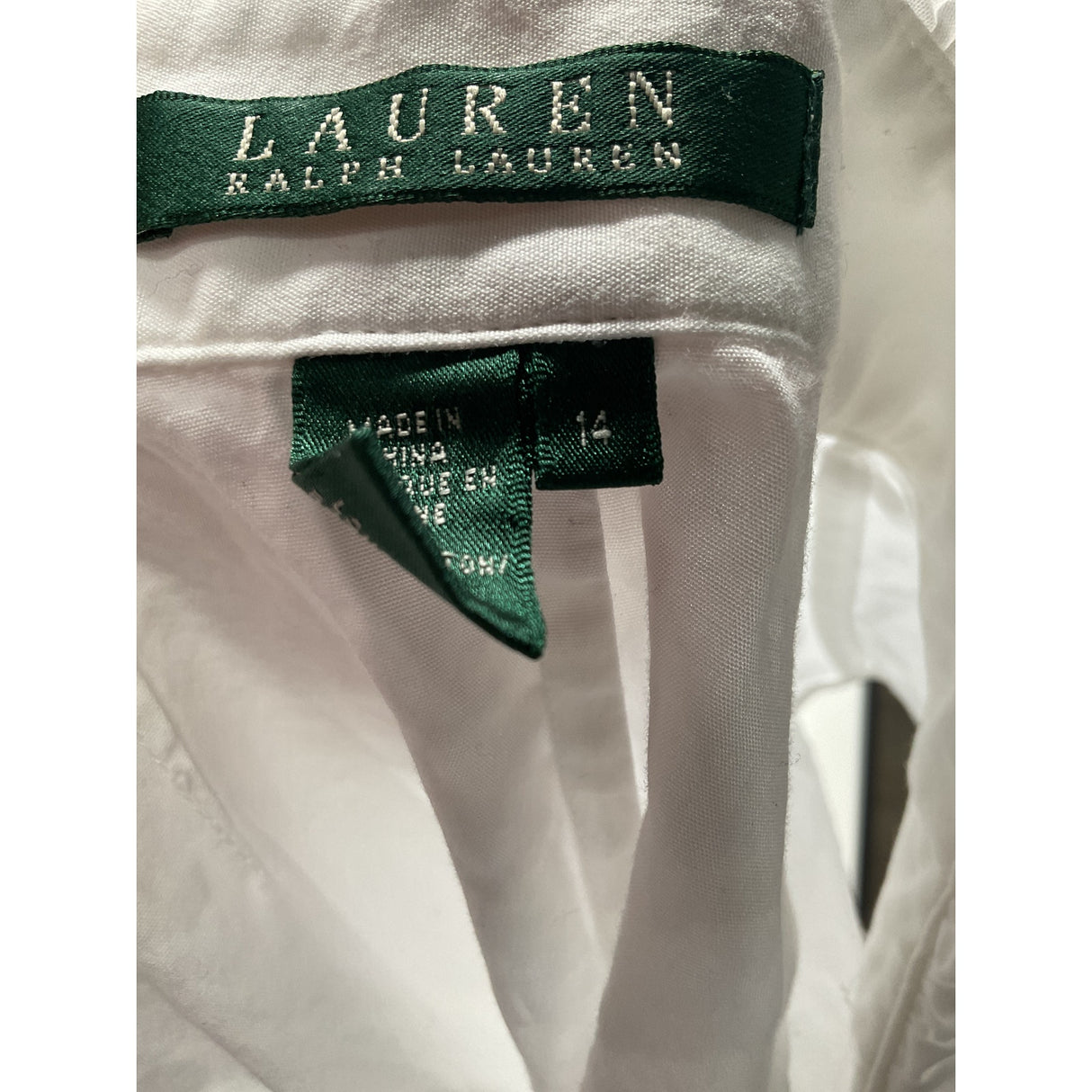 LRL Women's White Cotton Blouse, Size 14