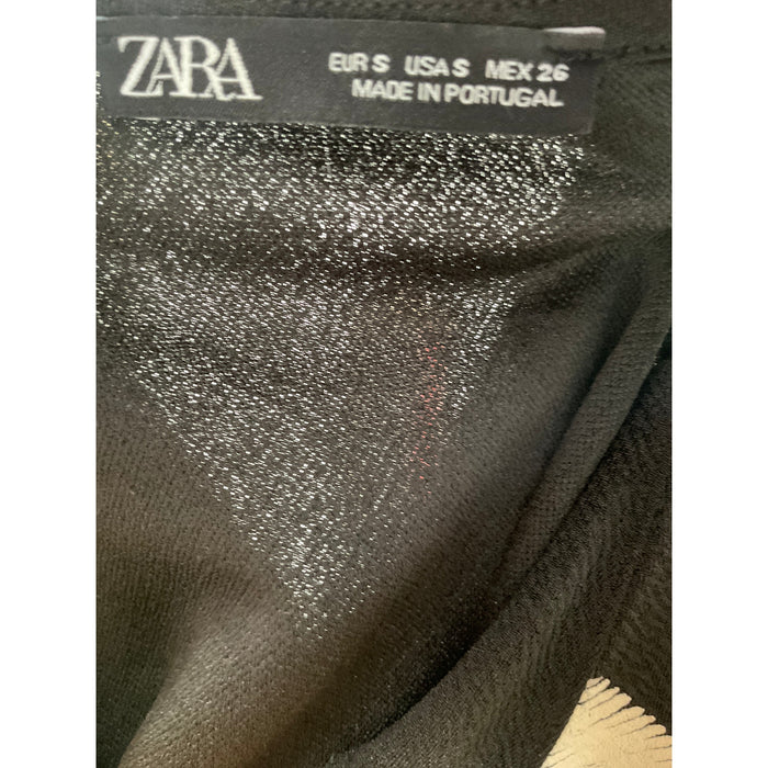 ZARA Black A-Line Midi Dress, Size S