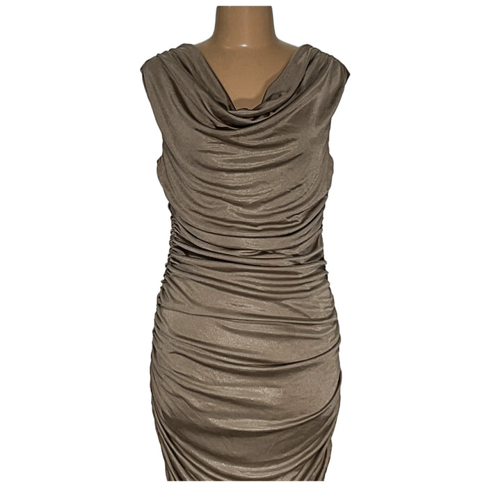 Express Brown A-Line Midi Dress, Size L