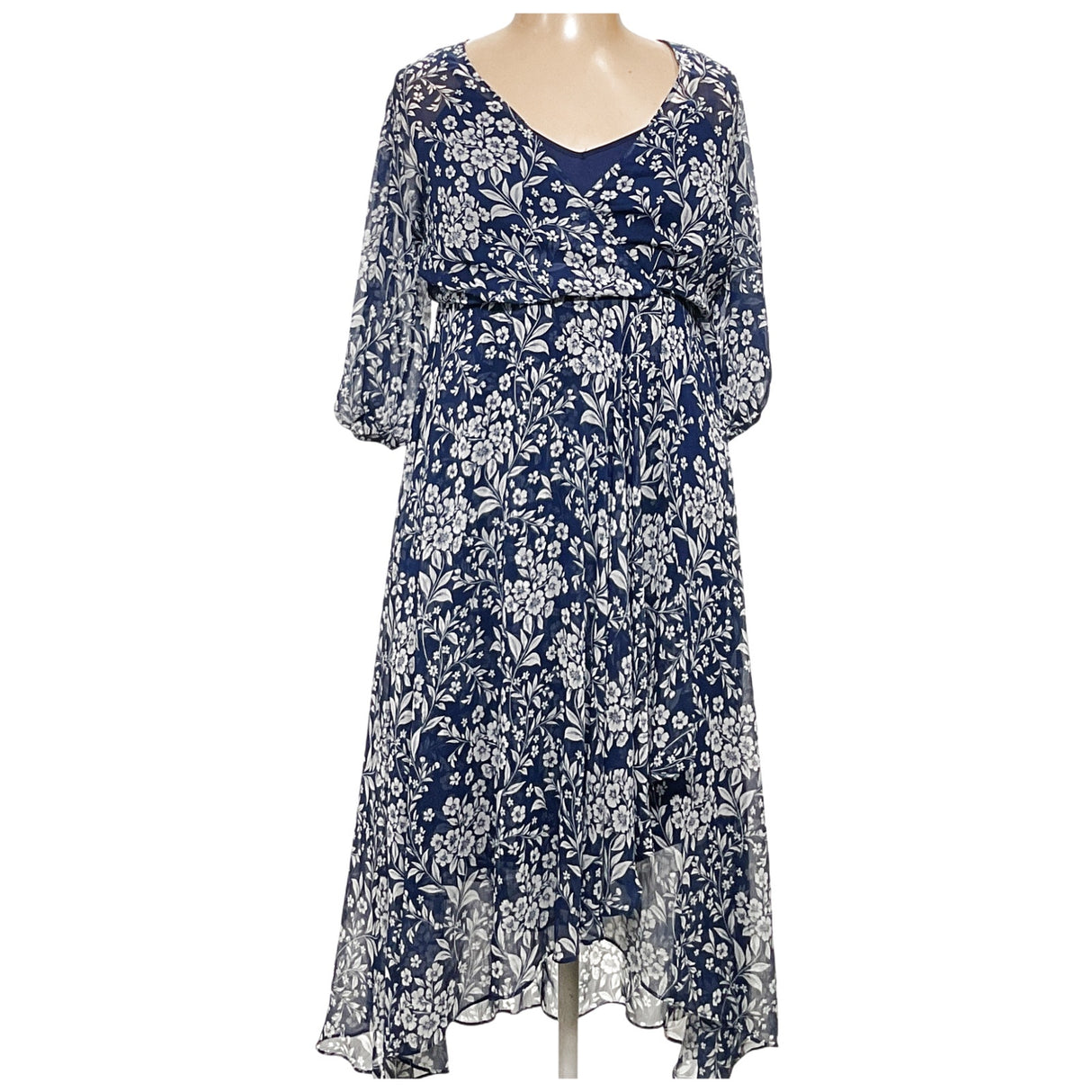 Calvin Klein Blue Floral Wrap Dress