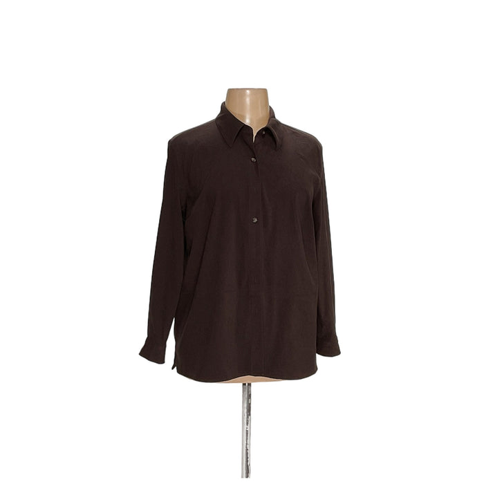 Talbots Brown Plus Size Button-Up