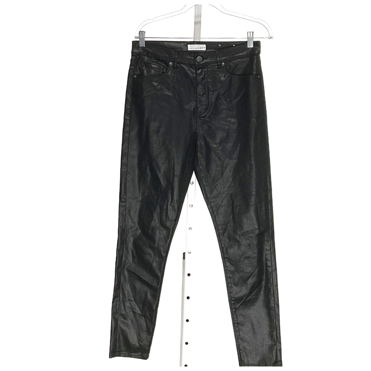 LOFT Black Faux Leather Straight Pants