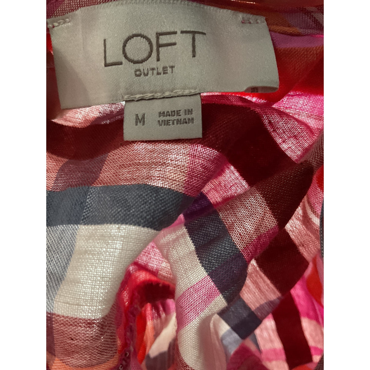 LOFT Multicolor Plaid Canvas Blouse - Women's M