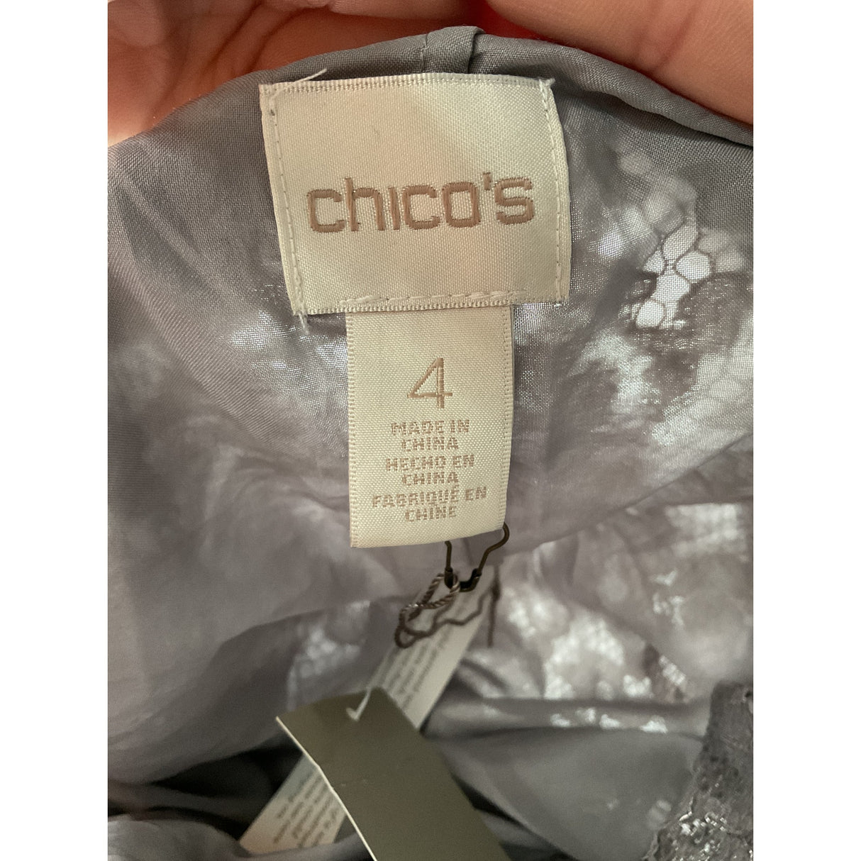 Chico's Plus Size Silver Floral Lace Cardigan - Size 4