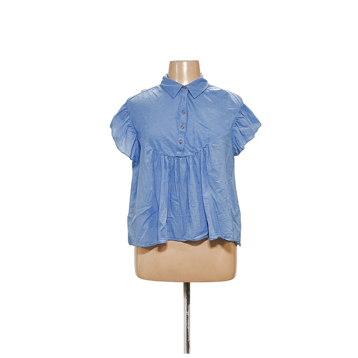 Pilcro Blue Cotton Button-Up Top, XL