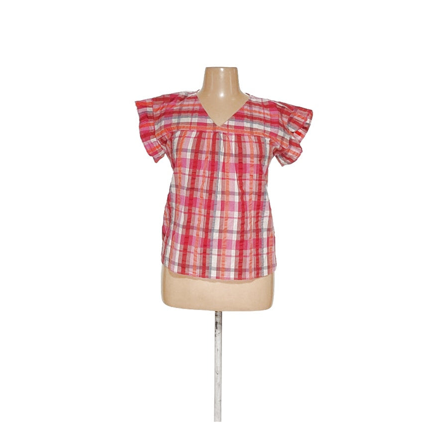 LOFT Multicolor Plaid Canvas Blouse - Women's M