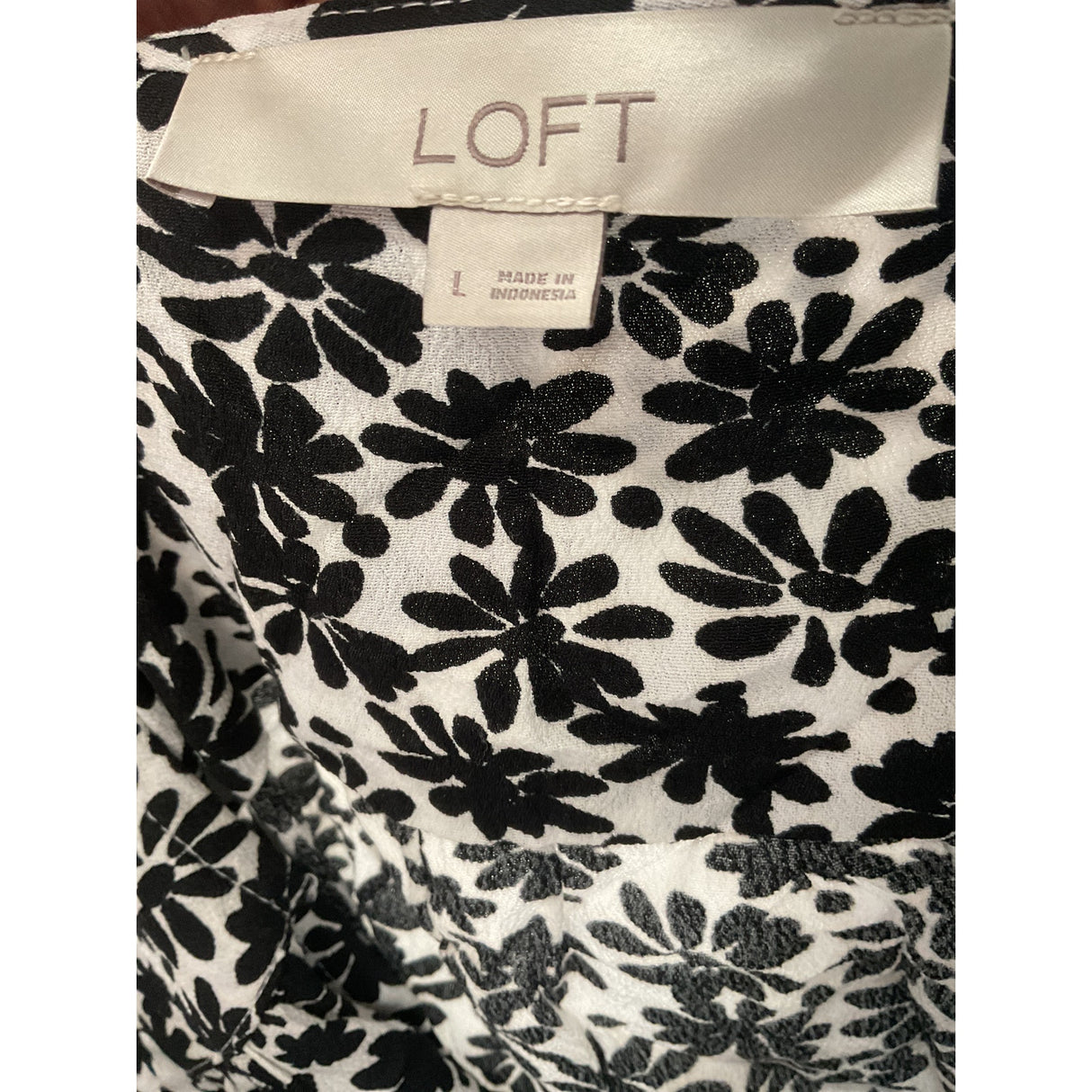 LOFT Black Floral Blouse Size L