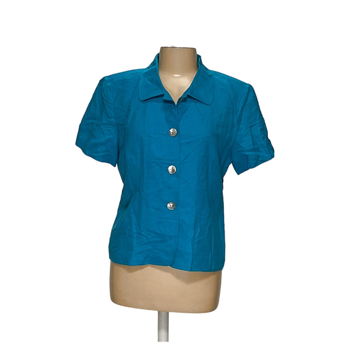 Jessica Howard Blue Button-Up Top (Size 14)