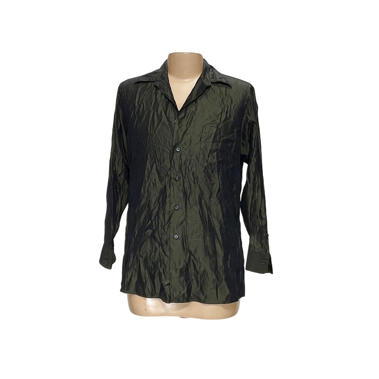 Green DKNY 100% Polyester Dress Shirt